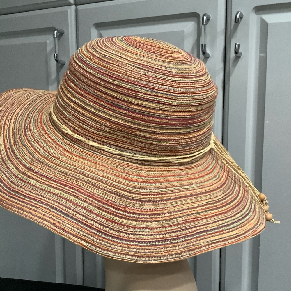 Sun Hat: Stylish Multicolor Wide Woven Brim Beach Wear, Cruise, Vacation Hat - Picture 6 of 7